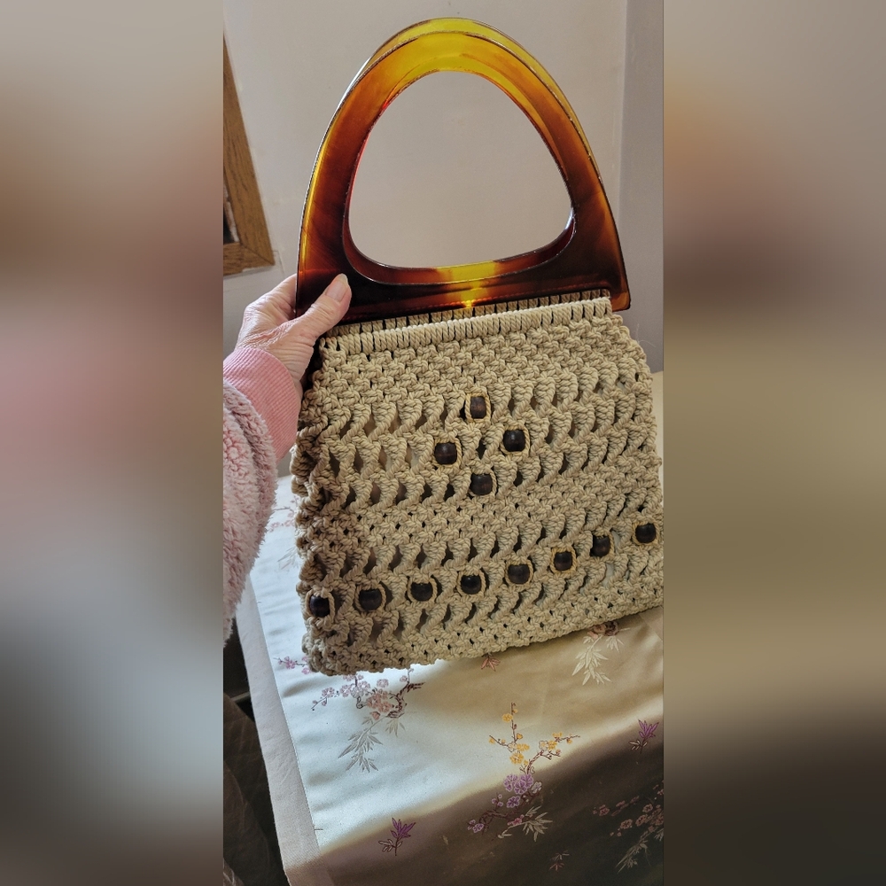 Lucite & Crochet Tote Bag